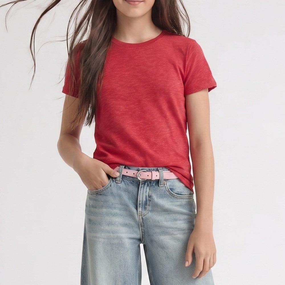 AMERICAN GIANT Slub Knit T-Shirt Womens M Red Short Sleeve Made in USA